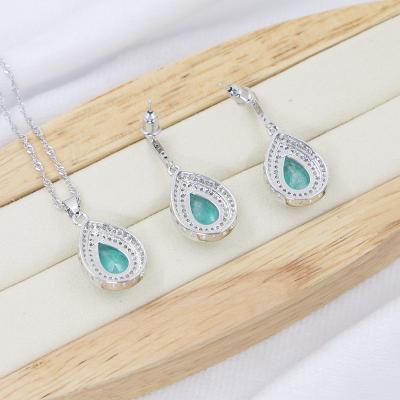 China New FASHIONABLE Jewelry Set Simulation Double Row Drill Water Drop Shape Earrings Pendant Two Sets for sale