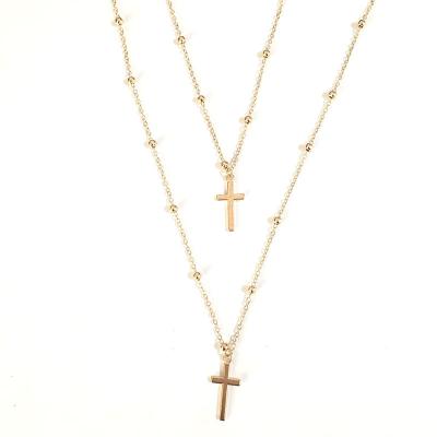 China TRENDY All-match Fashion Jesus Cross Cross Chain Necklace Ladies Pendant Double-Layer Necklace for sale