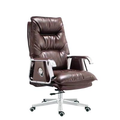 China Wholesale (Height)Brown Rotating Manager Black Leather Adjustable Office Chair Large Ergonomic Boss Chairs for sale