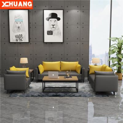 China Modern Design Convertible High End Office Sofa Set 1+1+3 Office Furniture Leather Couch for sale