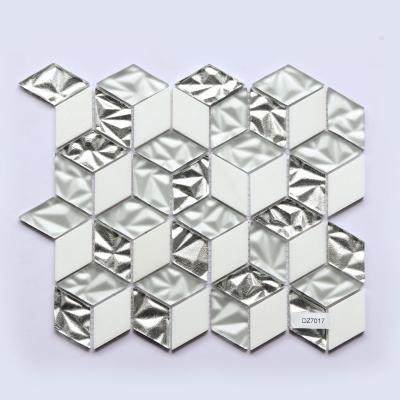 China Glass Mosaic Subway Tile 300X300 Glossy Glass Hexagon Porcelain Mosaic Tile for sale