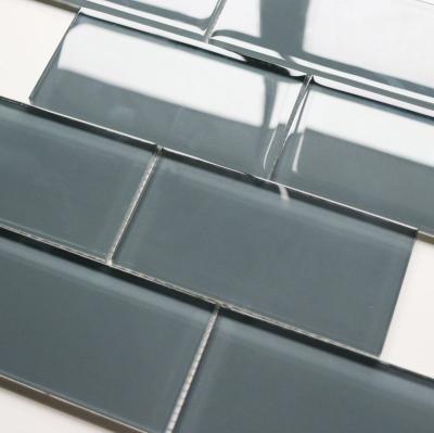 China Light Grey Color Glass Mosaic Tiles / Subway Tile Design Glass Mosaic 30x30cm for sale