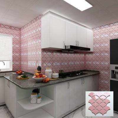 China Deckt moderne Küchen-Wand des Porzellan-Mosaik-295x335mm Fan-Form mit Ziegeln zu verkaufen