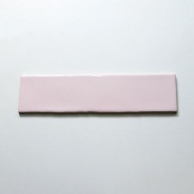 China Handmade Wavy Edge Bathroom Ceramic Wall Tile 7mm Thickness LIght Pink Color for sale