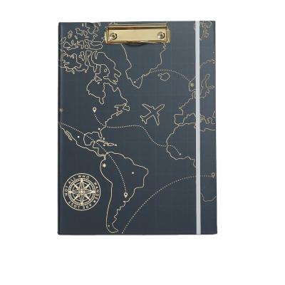 China Clipboard for Notepad Fashion A4 Black Wholesale World Map Cut Metal Clipboard Custom Logo for sale