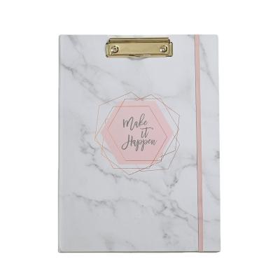 China Cheap Fashion A4 Natural Marble Grain Gray Paper Folding Clipboard For Youth Clipboard Notepad for sale