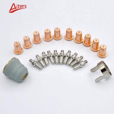 China Plasma PT60 Cutting Torch Consumables 22Pcs Electrode Nozzle Swirl Ring and Spring Guide 22pcs kit for sale