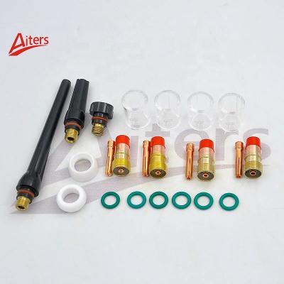 China 23PCS Pyrex Glass Cup Kit TIG Gas Lens WP17 WP18 Collet Accessories For WP26 Welding Kit TIG Torch Consumables for sale