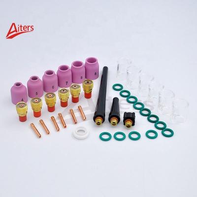 China TIG 40PCS Welding Torch Stubby Gas Lens Heat Resistant Glass Cup Kit For WP-17/18/26 2.4mm 3/32