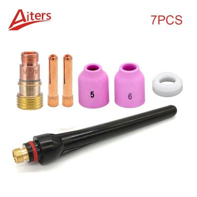 China WP17/18/26 Small Gas Lens Collet Body Set 7PCS Collet Body and Gasket Back Cap TIG Welding Torch Accessories for sale