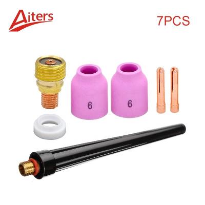 China Small Gas Lens Collet Body 7PCS Kit WP9/20/25 Torch Consumables TIG Welding Collet Body and Alumina Nozzle Cup Gasket for sale