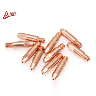 China 10PCS for Binzel Welding Consumables MIG Welding Contact Tip M6 Red copper Material 28mm x0.6 0.8 1.0 1.2 Size for sale