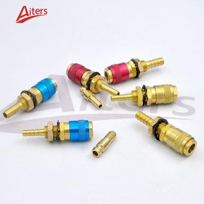 China Water Cooled & Gas Adapter Quick Connector Fitting for MIG TIG Welding Torch Red + blue Circle Gas to water Quick Connector for sale