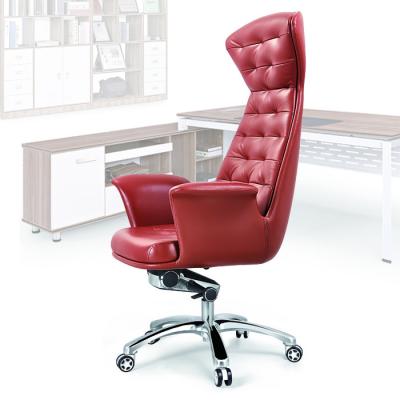 China (Size) Executive Office Adjustable Chair with Lumbar Support Arm Back High Boss Task Chair Swivel PU Leather Chair for sale