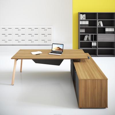 China (Size) Newest Adjustable L Shape Environmental E1 MDF Board Boss Manager Modern Computer Desks for sale