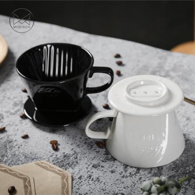 China Viable Hole Spout Cone 3 White Coffee Spout Ceramic Coffee Porcelain Coffee fFter Mug for sale