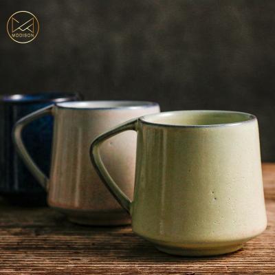 China Sustainable Custom Coffee Mug Couple Tea Cup Ceramic Clay 260ml Retro Style Drinkware for sale