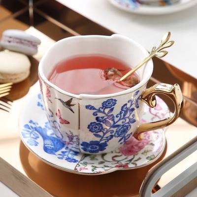 China European Phnom Penh Flower and Bird Cup Asymmetrical Palace Style Cup Stored Creative Afternoon Tea Cup for sale