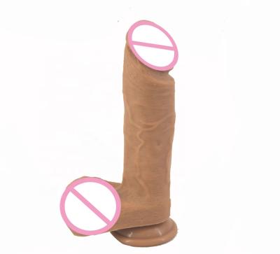 China Safe Double Layered Silicone Penis Big Soft Liquid Artificial Sex Toy Huge Realistic Dildos For Women for sale