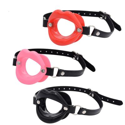 China Open Oral Slave Sex Toy For Couples Fetish Bdsm Bondage SM Mouth Gag Adjustable Leather Japanese Bondage Accessories for sale