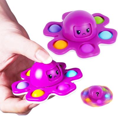 China Effort Release QIMAN 2022 Octopus Push Pop Bubble Spinner Toy Simple Sensory Fidget Spinner Face-Changing Octopus Toy for sale