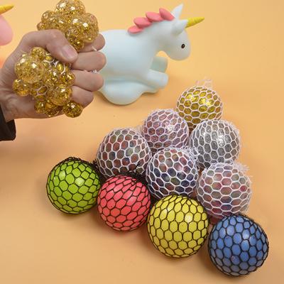 China Mesh Squishy Stress Ball Colorful Stress Reliever Worry Relief Squeeze Toys Grape Pressure Decompression Trigger Mesh Ball for Kids Children Play Toy for sale