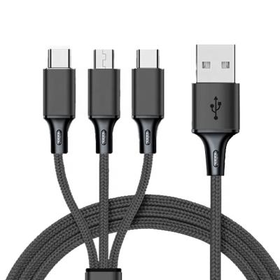 China Quick Charging Speed ​​Multi Charging Cable Nylon Braided Multiple USB Cable Universal 3 in 1 Cord Adapte Phone USB Charging Charging Data for xiaomi for sale