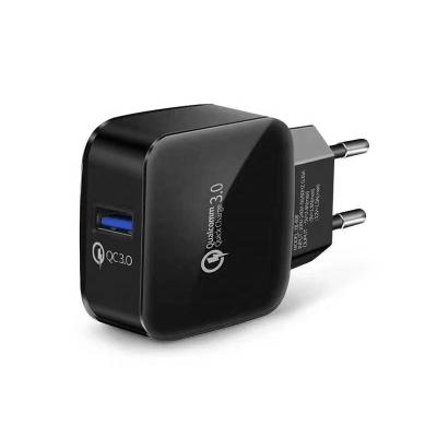 China Fast Charging Speed ​​Eu Plug 18W qc3.0 Charger Adapter 18W USB Charger Fast Charge for Samsung and Phone for sale