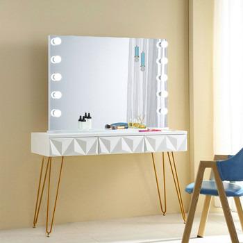 China Illumir Hollywood Luxury Lighted Mirror Dressing Table Set With Lights Vanity Body Floor Mirrors for sale