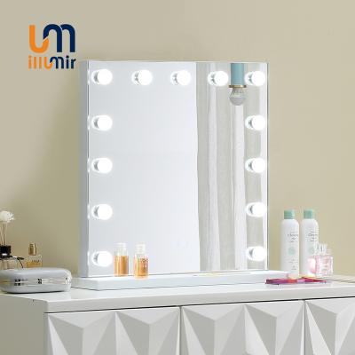 China ILLUMIR Lighted Bulbs Included Table Top Dressing Mirror Hollywood LED Makeup Lighted Vanity Mirror for sale