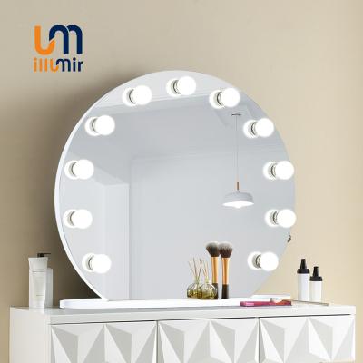 China Lighted Vanity Mirror With Led Lamp Light Touch Screen Illuminated Hollywood Lighted Table Mirrors For Dressing Room Bedroom Wholesale for sale