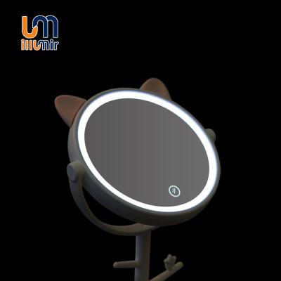 China Wholesale Low Price Lighted Lighted Class Compact Makeup Vanity Led Hand Mirror With Tray Base for sale