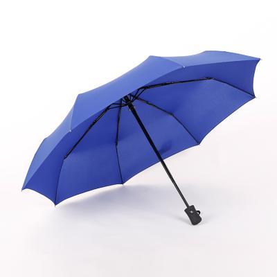 China 8k Full Automatic Top Selling Fully Automatic Close Automatic Blue Rain Umbrella Three Fold Foldable Sunshades for sale