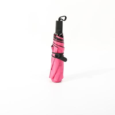 China Cheap Promotional Handbook 3 Handbook Black Coated Folds Super Pink Mini Umbrella For Girl for sale