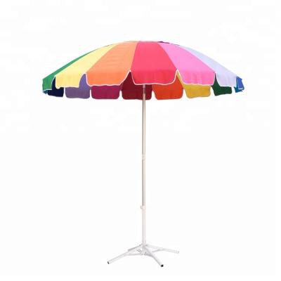 China Outdoor Furniture Outdoor Furniture Rainbow Colored 16 Ribs For Wrapping Up Heavy Duty Beach Umbrella Parasol Sunshade for sale