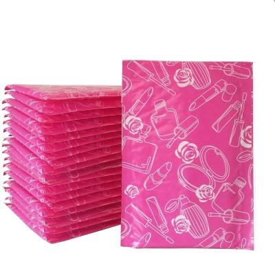 China Shipping Custom Envelopes Full Cover Custom Bubble Mailer Pink And White Poly Printing for sale