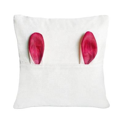 China Custom Made Easter Bunny Pillow Covers Rabbit Hair Rabbit Cushion Non-Toxic Yellow Decorative Pillow Cover for sale