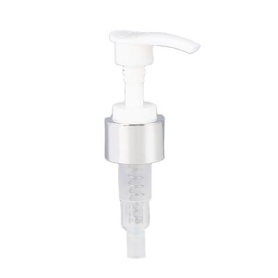 China Non Reverse 24/410 28/410 White Plastic Square Screw Down Lotion Pump Silver Dispenser Pump for sale