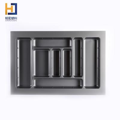 China Sustainable thermoformed plastic tray for cutlery in kitchen drawer with compartments in gray metal color for sale