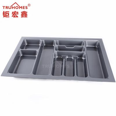 China Factory Viable Plastic Adjustable Metal Spring Kitchen Accessories Cutlery Trays ABS Juhong Gray Color for sale