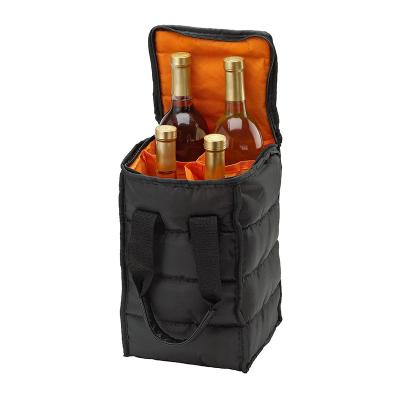 China Convenient 4 Pockets Bottle Wine Carrier Tote Bag With Thick External Filling for sale