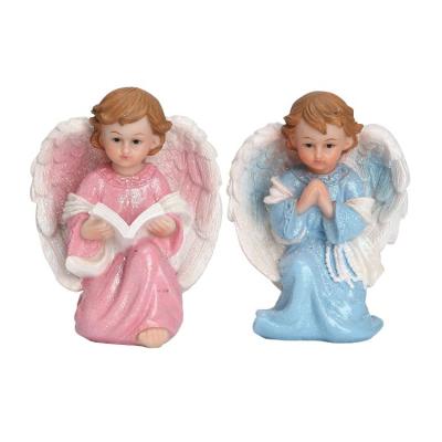 China Europe and South America Europe and South America Resin Crafts Lace Up Child's Blue Single Angel Home Decorations Kneeling Angel Figurine for sale