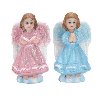 China Small Size Childish Blue Pink Girl Angel Prayer Statue Europe Europe Polyresin for sale