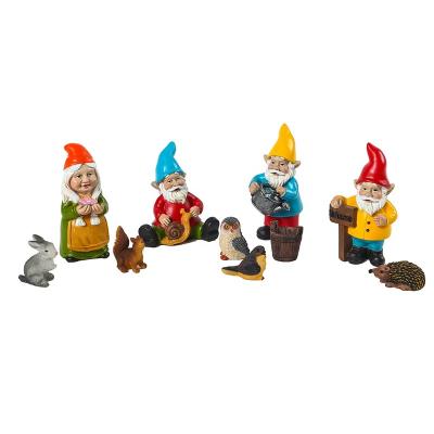 China Europe Christmas Gift Miniature Garden Gnomes Figurines Set Fairy Garden Kit Accessories Terrarium Decor Outdoor 10 Pcs for sale