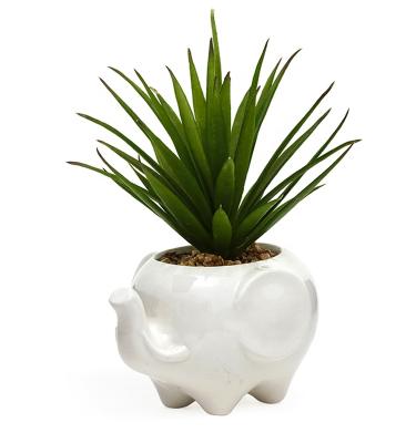 China Eco-friendly Custom Made White Sandstone Flower Pots Hot Selling 3D Succulent Elephant Shaped Succulent Flower Pots for sale