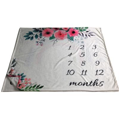 China Baby Growth Milestone Anti-pilling Soft Flannel Fleece Custom Monthly Blanket for sale