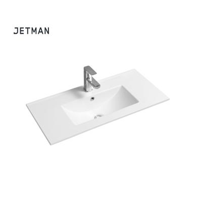 China JM4003-71 modern 710*390*180 easy to clean retangular sink bathroom vanity tops with one hole for sale