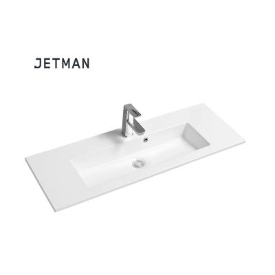 China JM4024B-101 1010*360*145 Modern Countertop Wash Basins Bathroom White Ceramic Sink for sale