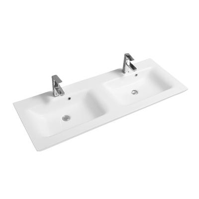 China JM5097SP-126 Modern Square Shape Wash Basins Double Sink Easy Clean Bathroom 1260*495*160 for sale