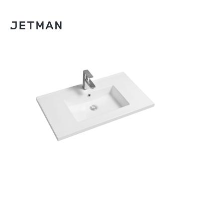 China JM5012-81 Modern Style Modern Home Bathroom Sink White Ceramic Wall Hung Wash Basin Price for sale